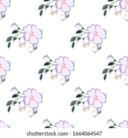 Seamless pattern with colorful hand drawn flowers. Original textile, wrapping paper, wall art surface design. Vector illustration. Floral simple minimalistic graphic design