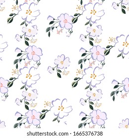 Patrón inoxidable con coloridas flores dibujadas a mano. Tejido original, papel envolvente, diseño de superficie de arte mural. Ilustración vectorial. Diseño gráfico floral simple y minimalista