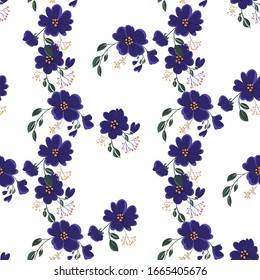 Seamless pattern with colorful hand drawn flowers. Original textile, wrapping paper, wall art surface design. Vector illustration. Floral simple minimalistic graphic design