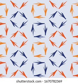 Seamless Pattern with colorful hand drawn arrows on white background. Stylish background in bohemian style.  Grunge urban repeated backdrop for wrapping paper.
