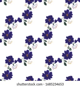 Seamless pattern with colorful hand drawn flowers. Original textile, wrapping paper, wall art surface design. Vector illustration. Floral simple minimalistic graphic design