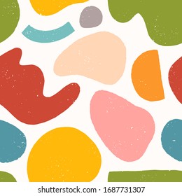 Seamless pattern with colorful hand drawn organic shapes,lines,doodles and elements.Natural forms.Vector trendy design perfect for prints,flyers,banners,fabric ,invitations,branding,covers and more.