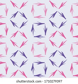 Seamless Pattern with colorful hand drawn arrows on white background. Colourful elements on dark purple wall.  Grunge urban repeated backdrop for wrapping paper.