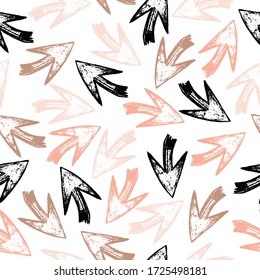 Seamless Pattern with colorful hand drawn arrows on white background. Ethnic seamless pattern in native style. Native american background design. Vector illustration. 