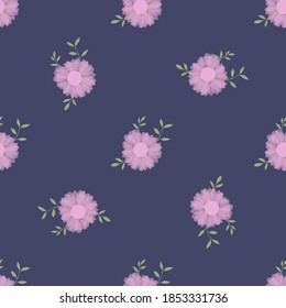 Seamless pattern with colorful hand drawn flowers. Original textile, wrapping paper, wall art surface design. Vector illustration. Floral simple minimalistic graphic desig
