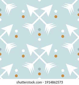 
Seamless pattern with colorful hand drawn arrows. Abstract background in boho style. Great for fabrics, textiles, apparel. Vector illustration