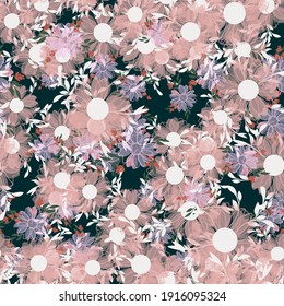 Patrón sin foco con coloridas flores dibujadas a mano. Textil original, papel envolvente, diseño de superficie de arte mural. Ilustración vectorial. Diseño gráfico floral simple y minimalista
