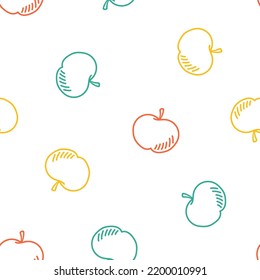 Seamless pattern with colorful hand drawn apples
