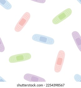 Seamless pattern with colorful hand drawn bandages