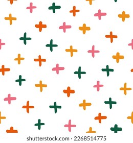 Seamless pattern with colorful hand drawn cross