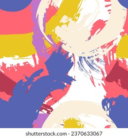 Seamless pattern with colorful hand drawn brush strokes