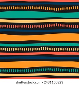 Seamless pattern with colorful hand drawn stripes