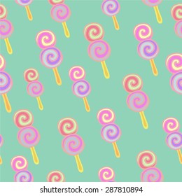 Seamless pattern with colorful hand drawn ice cream