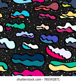 Seamless pattern with colorful hand drawn clouds