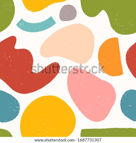 Seamless pattern with colorful hand drawn organic shapes,lines,doodles and elements.Natural forms.Vector trendy design perfect for prints,flyers,banners,fabric ,invitations,branding,covers and more.
