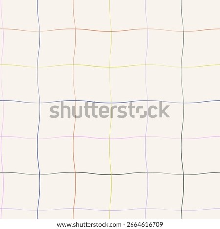 Seamless pattern of colorful hand drawn checkered strip. Trendy vector design with abstract shapes, chessboard, modern simple doodle wallpaper print.
