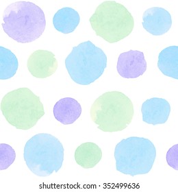 Seamless pattern with colorful hand painted spots and dots. Vector abstract background.
