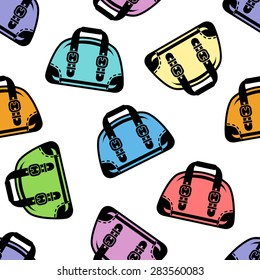 Seamless pattern with colorful handbag icons