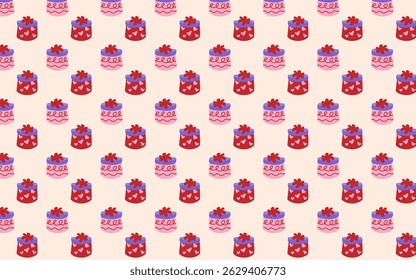 Seamless pattern of colorful hand-drawn gift boxes. Perfect for wrapping paper, fabric, digital backgrounds, and print designs!