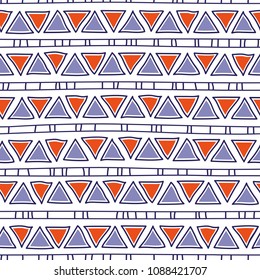 seamless pattern with colorful handdrawn lines triangles, stripes