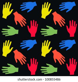 seamless pattern with colorful hands