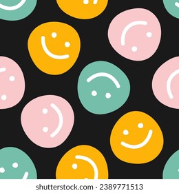 Seamless pattern with colorful happy face