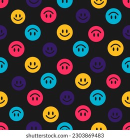 Seamless pattern with colorful happy faces