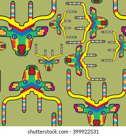 Seamless pattern colorful head deer illustration. wildlife, Enjoy.
