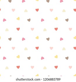 Seamless Pattern with Colorful Heart Design on White Background