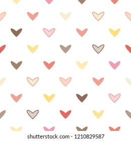 Seamless Pattern with Colorful Heart Design on White Background