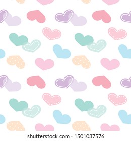 Seamless Pattern of Colorful Heart Design on White Background