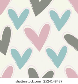 Seamless Pattern of Colorful Heart Design on White Background