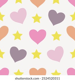 Seamless Pattern of Colorful Heart Design on White Background