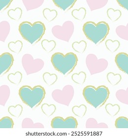 Seamless Pattern of Colorful Heart Design on White Background