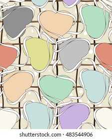 Seamless pattern with colorful heart label.