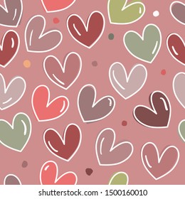Seamless pattern of colorful heart shape isolated pink background | EPS 10 Vector