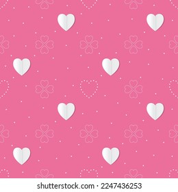 Seamless pattern with colorful heart shape on pink background.Vector illustration.