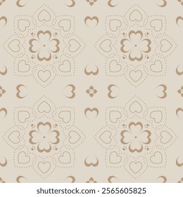 Seamless pattern with colorful heart shape, geometric round shape, beautiful color background. Vector illustration.