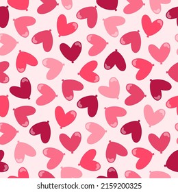 Seamless pattern with colorful heart shaped balloons