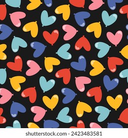 Seamless pattern with colorful heart shaped ballons