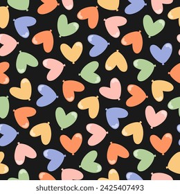 Seamless pattern with colorful heart shaped balloon