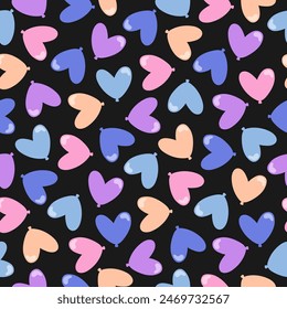 Seamless pattern with colorful heart shaped balloon