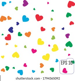 Seamless Pattern with Colorful hearts.