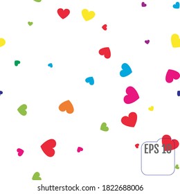 Seamless Pattern with Colorful hearts.