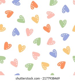 Seamless pattern with colorful hearts.