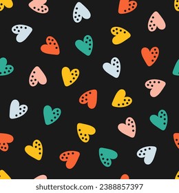 Seamless pattern with colorful hearts