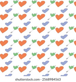 Seamless pattern with colorful hearts