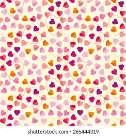 seamless pattern of colorful hearts