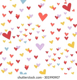 Seamless pattern with colorful hearts