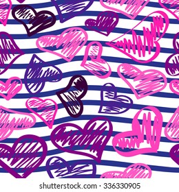 Seamless pattern with colorful hearts